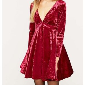 Deep V velvet dress from urban outfitters